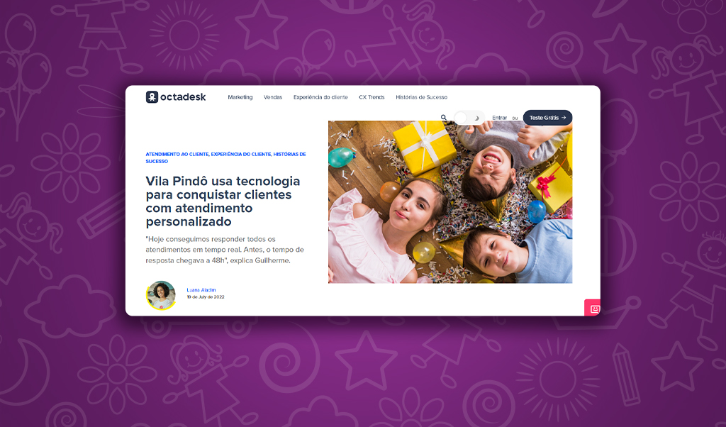Vila Pindô é case de sucesso no site da Octadesk uma empresa do grupo LocalWeb.